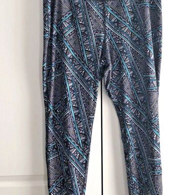 Cato Plus C Active Wear Size 22/24W Pull On Leggings Stretch Black with Teal