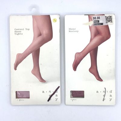 2 A New Day Target Sheer Tights 1 Control Top Blackberry Cream & 1 Cranberry S/M