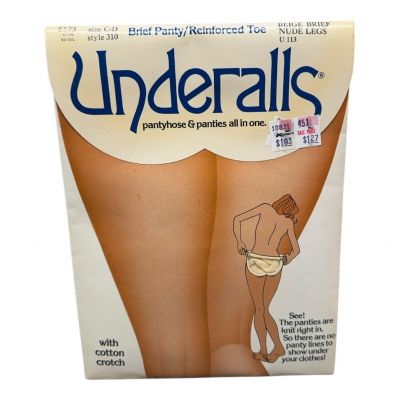 Vintage Underalls Pantyhose Beige Panty Nude Legs Size CD Style 310 NEW