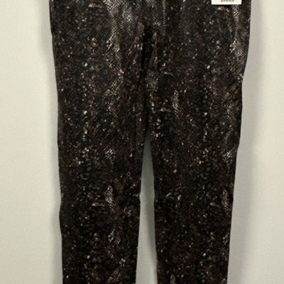 NWT SPANX Women Faux Leather Snake Shine Leggings Pants Stretch Brown Size L