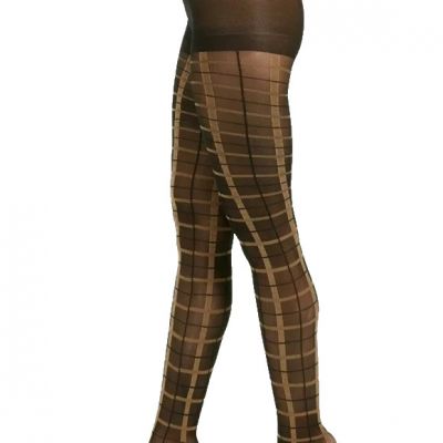 INC International Concepts Women's Black Plaid Windowpane Tights Black Size XS/S