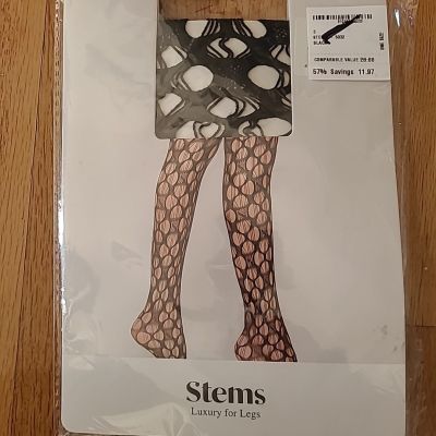 New Women's STEMS-5032  Squiggle Fishnet Tights Black  One Size