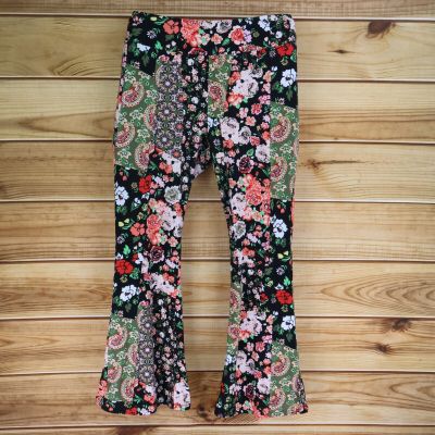 No Boundaries Flared Leggings Womens Size 3XL Multicolor Floral Polyester Blend