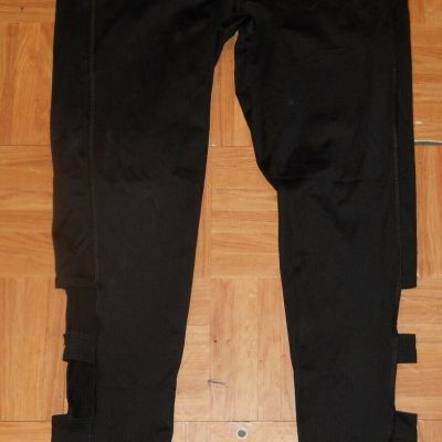 FOREVER 21 sz L Black Yoga Skinny Workout  Cutout SPANDEX Leggings Pants