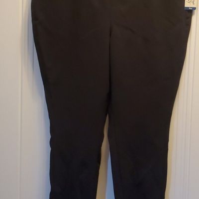 Terra & Sky black poly/spandex pullon leggings/zip ankles Sz 1X