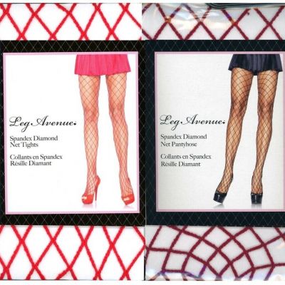 Spandex Diamond Net Pantyhose Burgundy Red Wine Adult Size Leg Avenue 9005