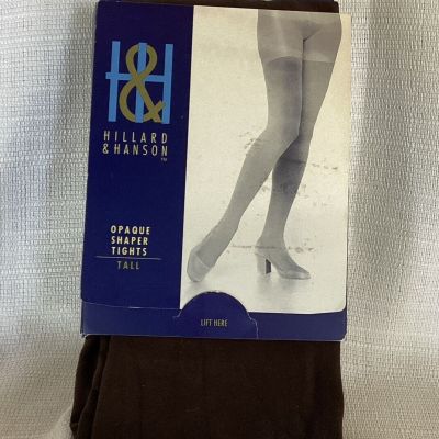 New Old Stock  Body Shaper Tights Opaque Night Dark Brown Tall 953 Tactel Nylon