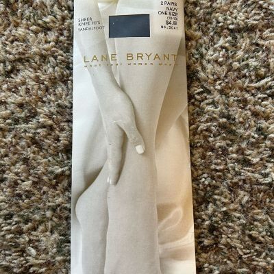 Lane Bryant Sheer Sandalfoot Knee High Nylons Navy One Size 10-13 New 1 Pair