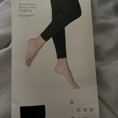 A New Day Women's Size S/M 120 Denier Blackout Footless Tights New In Box!!