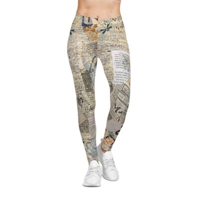 Women's Vintage-Style Leggings Stylish Comfortable and Newspaper-Inspired