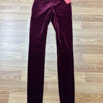 Spanx Womens Velvet Flat Front Leggings Rich Burgundy Red Small