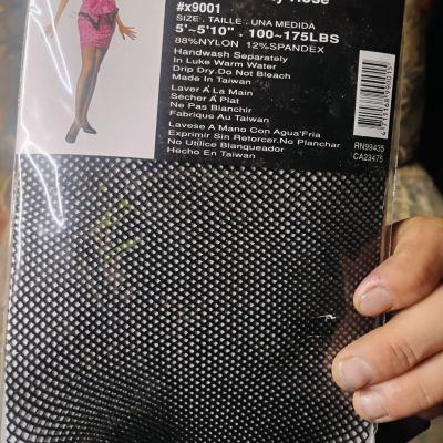 NEW Black fishnet fancy pantyhose & Opaque tights w/ criss cross side FREE S&H