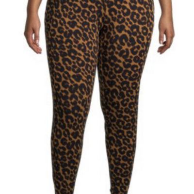 Terra & Sky High Rise Fitted Leopard Print Legging Plus Sz: 3X, 4X, 5X