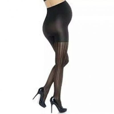 SPANX Size 4 Marvelous Mama ASSETS Tights in Black Opaque Stripe 2 PAIRS**