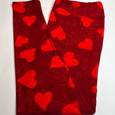 NEW LuLaRoe TC Leggings RED BURGUNDY Speckle Dot Heart VALENTINE Scribble Love