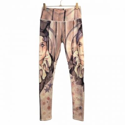 Circus Girl Leggings Beige Base Warm Tone Anime Style Size XS