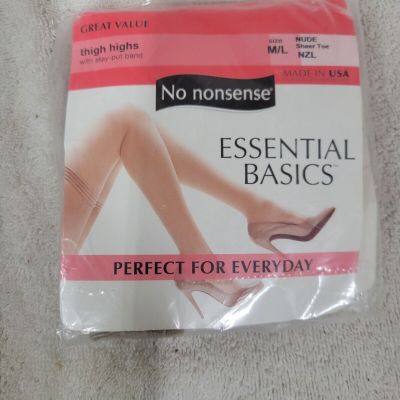 No Nonsense Essential Basics Thigh High Stockings Size M/L