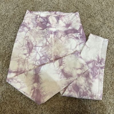 Offline By Aerie Size Large Purple Pink White Tie Dye Ribbed Seamless Leggings