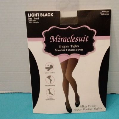 Miracle Suit Shaper Sheer Footed Black Tights Womens Size Small Light Black