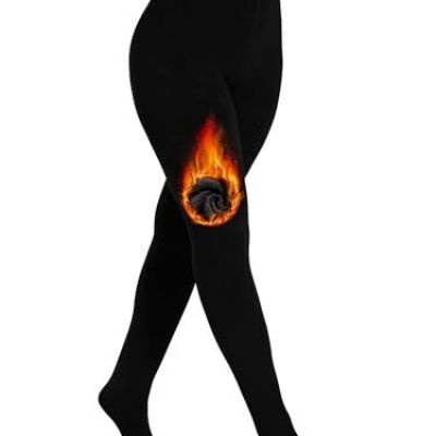 DancMolly Opaque Fleece Lined Tights for Women, X-Large-XX-Large 1 Pair - Black