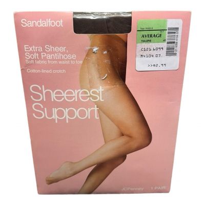 Vintage Sheerest Support Sandalfoot Extra Sheer Pantihose Average Taupe 41