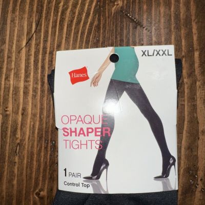 Hanes Style Essentials Opaque Shaper Tights Size XL/XXL Black Control Top New