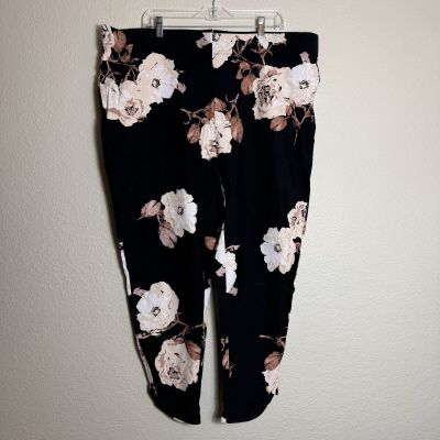 Kate & Mallory Slimming Options Black with White Floral Size 3X Zipper Ankles