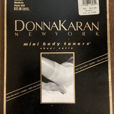 Donna Karan 252 Vintage Mini Body Toners Sheer Satin Black M Hosiery Tights