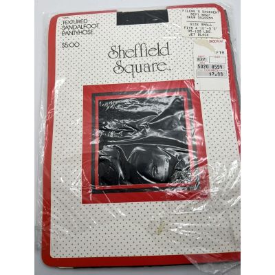 Sheffield Square Textured Sandal foot Pantyhose, Jet Black Size Small