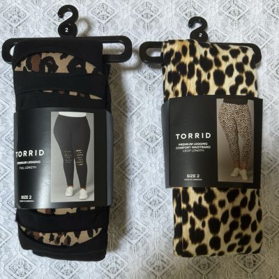 NEW Torrid Black Animal Print Leggings Size 2 Lot of 2