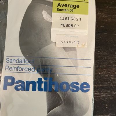 Vintage Jcpenny Pantyhose Size Average Sheer Sandalfoot Suntan