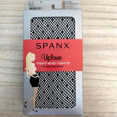 Spanx Uptown Tight-End Tights Patterned Body Shaping Black Dotted Net Size E