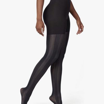 SPANX Chevron Print Fashion Tights in Black 10325R Size B $34