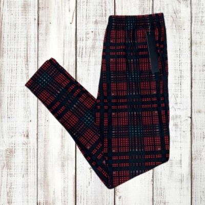 Women’s Leggings Depot Classic Burgundy Red Plaid Plus Size 1X-2X NWT Stretchy