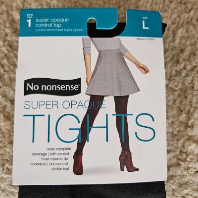 NO NONSENSE SUPER OPAQUE BLACK TIGHTS- SIZE LARGE