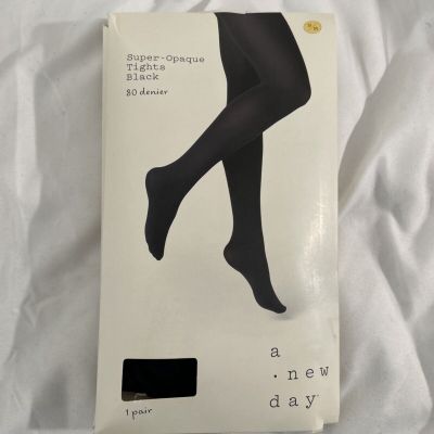 A New Day Womens Tights Small Black Opaque Hose 80 Denier NEW