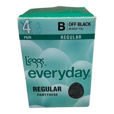 3 pair open box Leggs Regular Everyday Pantyhose Size B Off Black Sheer Toe