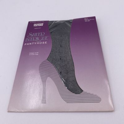 Sheer Intrigue Pantyhose Fashion Texture Swiss Dot Size C Black Vintage