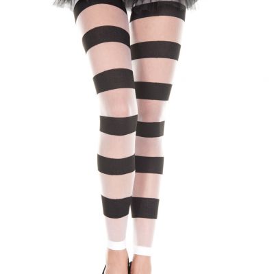 NEW sexy MUSIC LEGS thick STRIPED sheer OPAQUE leggins FOOTLESS tights PANTYHOSE