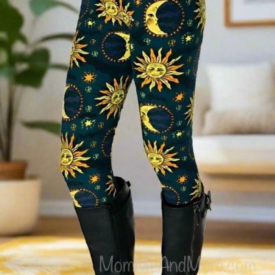 NEW  Sz 12-20 Women Sun Moon Star Leggings YOGA WAIST  (Feel Soft as Lularoe)