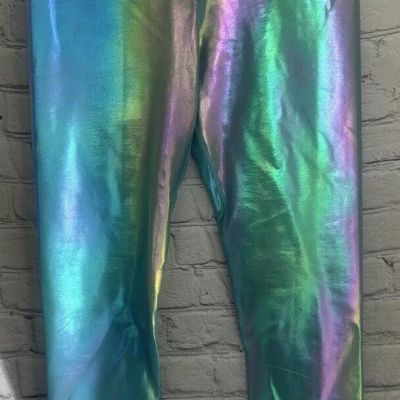 GRRRL Ali/Amenah Leggings Metallic  Blue Iridescent Size L