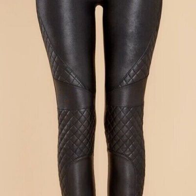 SPANX Spanx Women's 20248R Quilted Faux Leather Leggings Black M x 28