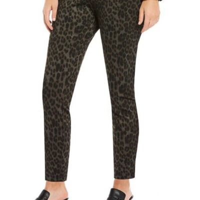 NWT Calvin Klein Women's Leopard-Print Pull On Leggings Pants Black Multi Size 2