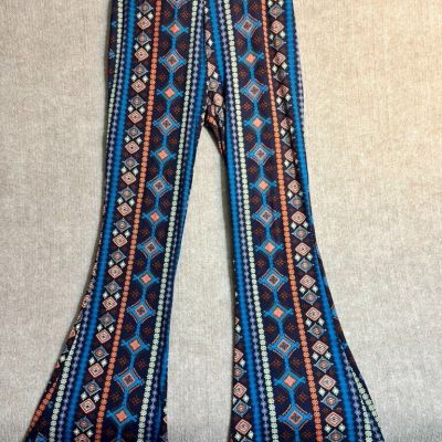 Maze Women’s Bell Bottom Leggings Large Tribal Print Hippie Boho 70s Style