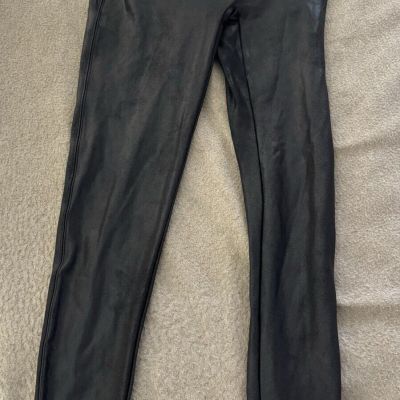 Spanx Velvet Velour Leggings Women's Size Extra Large Black Shining High Rise