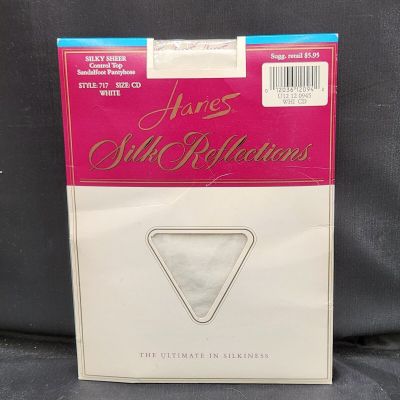 Hanes Silk Reflections Sheer Sandalfoot Pantyhose Size CD 717 White NOS 1995