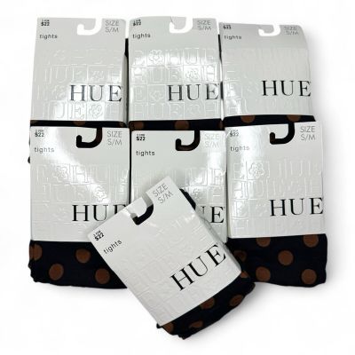 HUE Control Top Tights Womens Size S/M Black Brown Polka Dot Cinnamon 7 Pair New