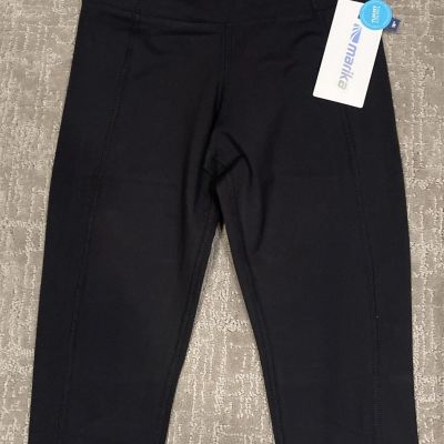 NWT MARIKA Leggings Black TUMMY CONTROL 18’ Crop/capri M Women Dry Wik