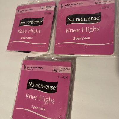 No Nonsense Knee High 2 Pack Size One Sheer Black Off Black X3