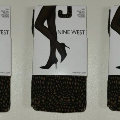 Nine West Opaque TIGHTS ANIMAL PRINT Small Medium 3 pairs unused